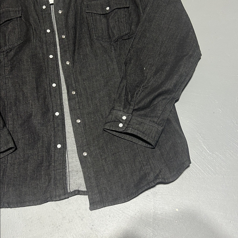(NWT) Ettelo Black Denim Snap Shirt (Men XL) - Picture 3 of 9
